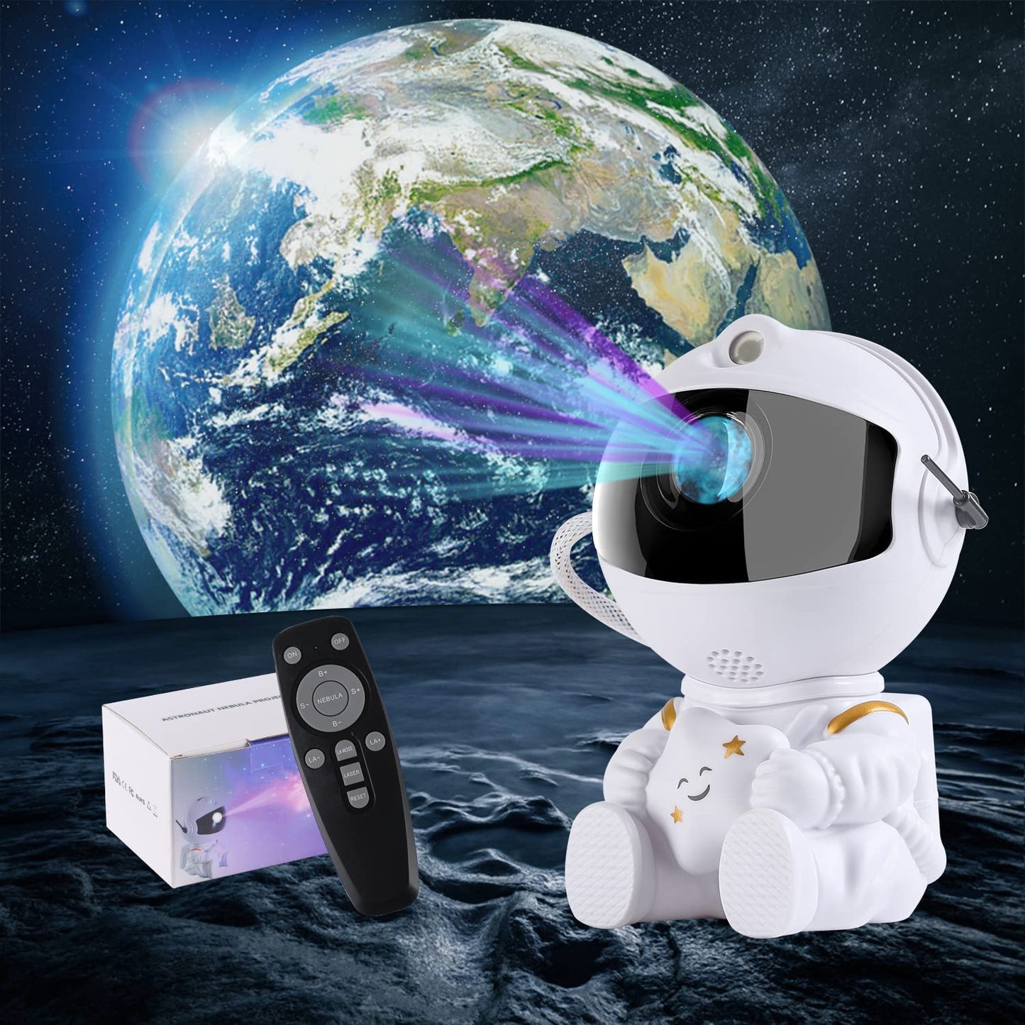 LED Astronaut Stars Projector Night Light