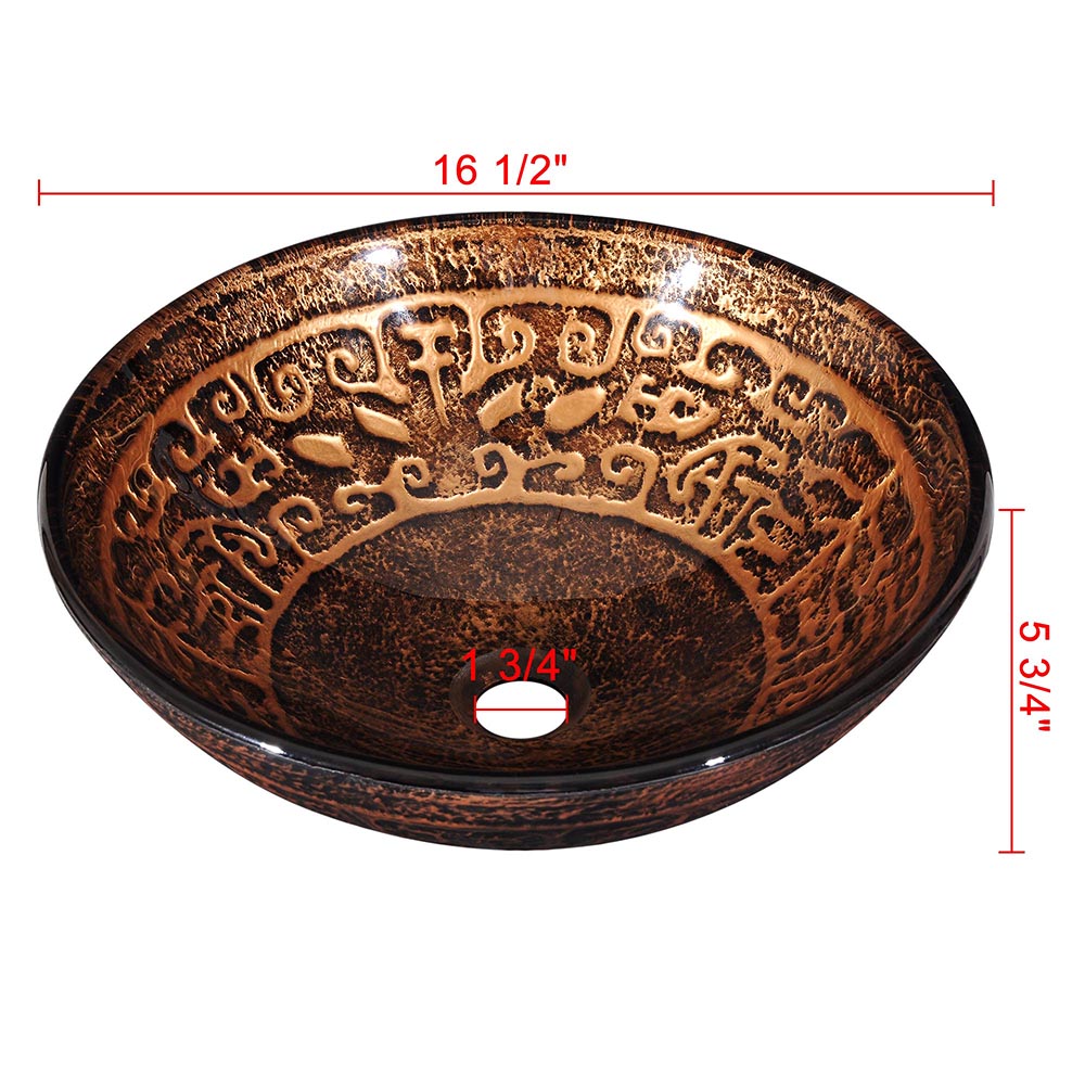Bathroom Tempered Glass Round Vessel Sink