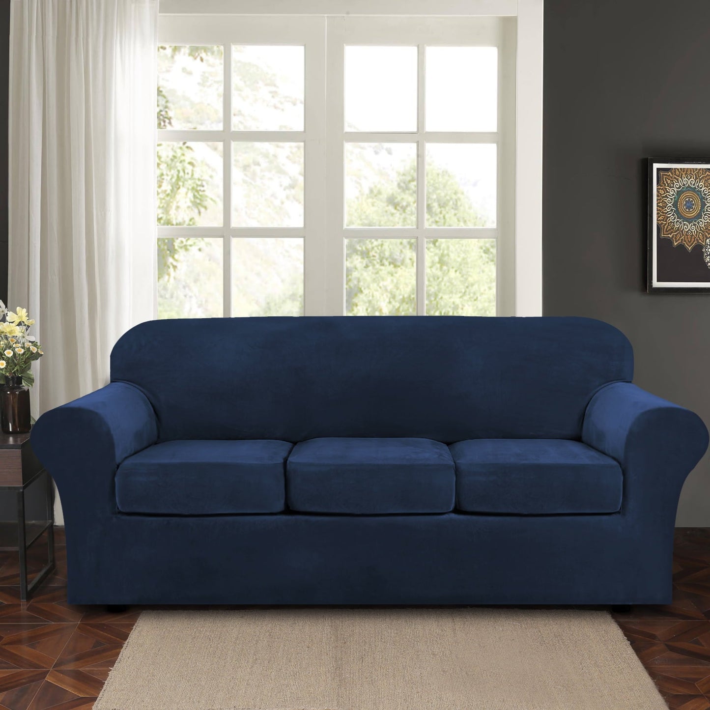 Sofa Covers for 3 Seaters (Base Cover Plus 3 Individual Cushion Covers)