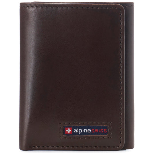 Mens RFID Protected Trifold Genuine Leather Wallet ID Window