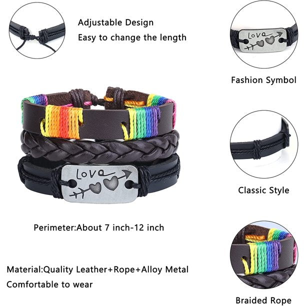 27Pcs Gay Pride LGBTQ Accessories Adjustable Fashion Bracelet