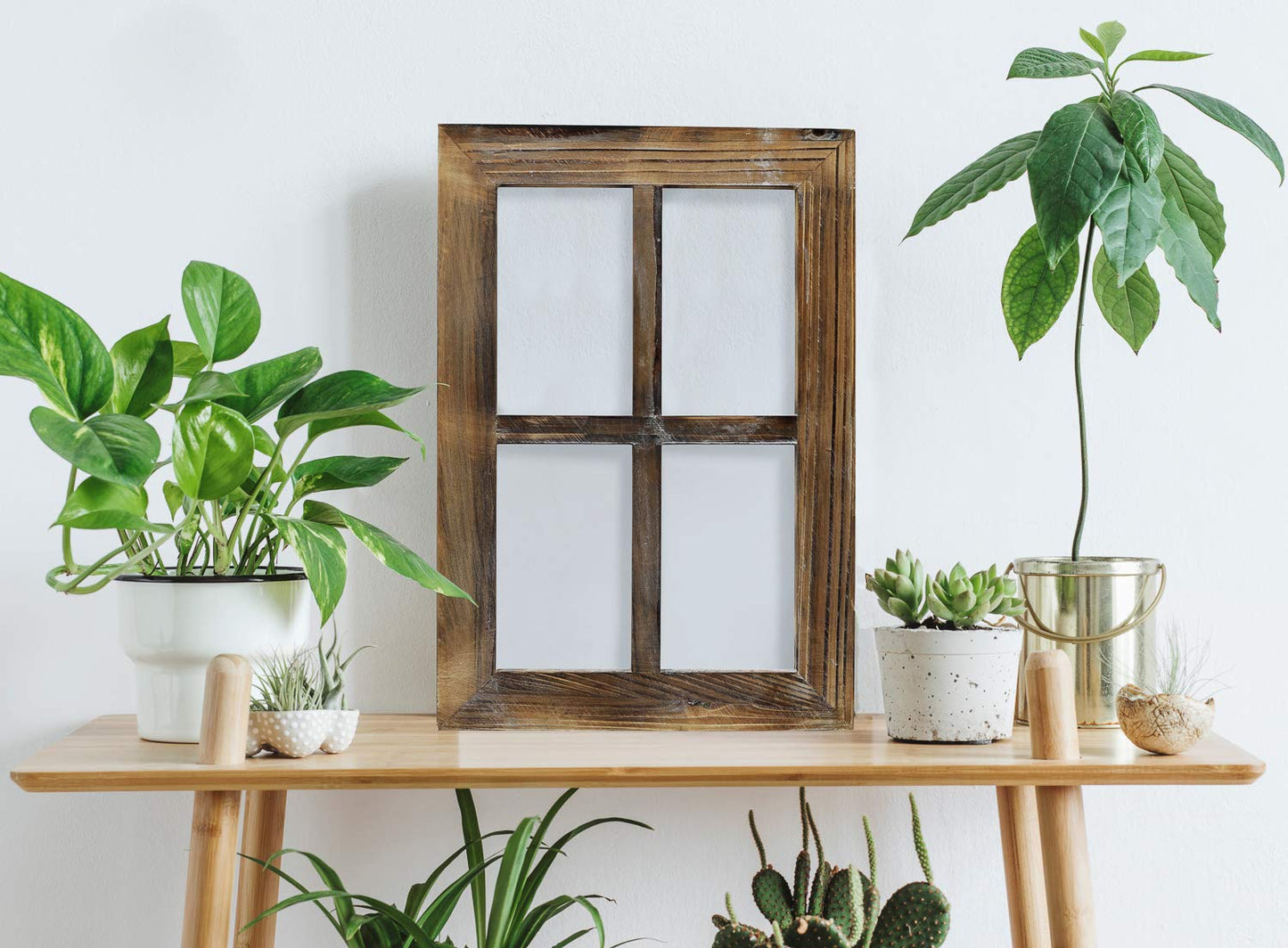 Wooden Rustic Wall Mount Window Frames Vintage -Set of 2