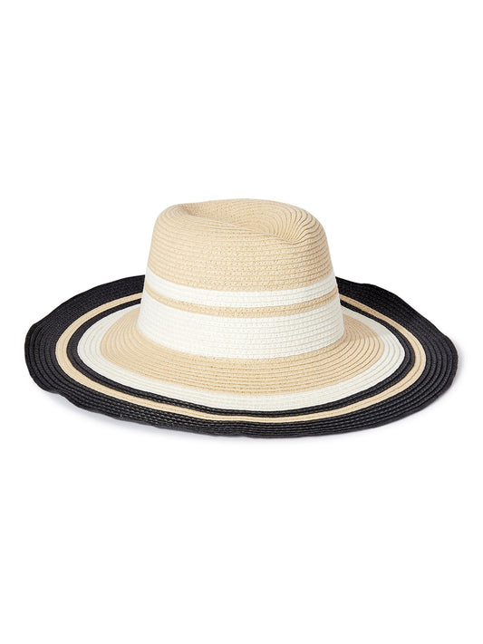 Striped Straw Panama Hat for Women