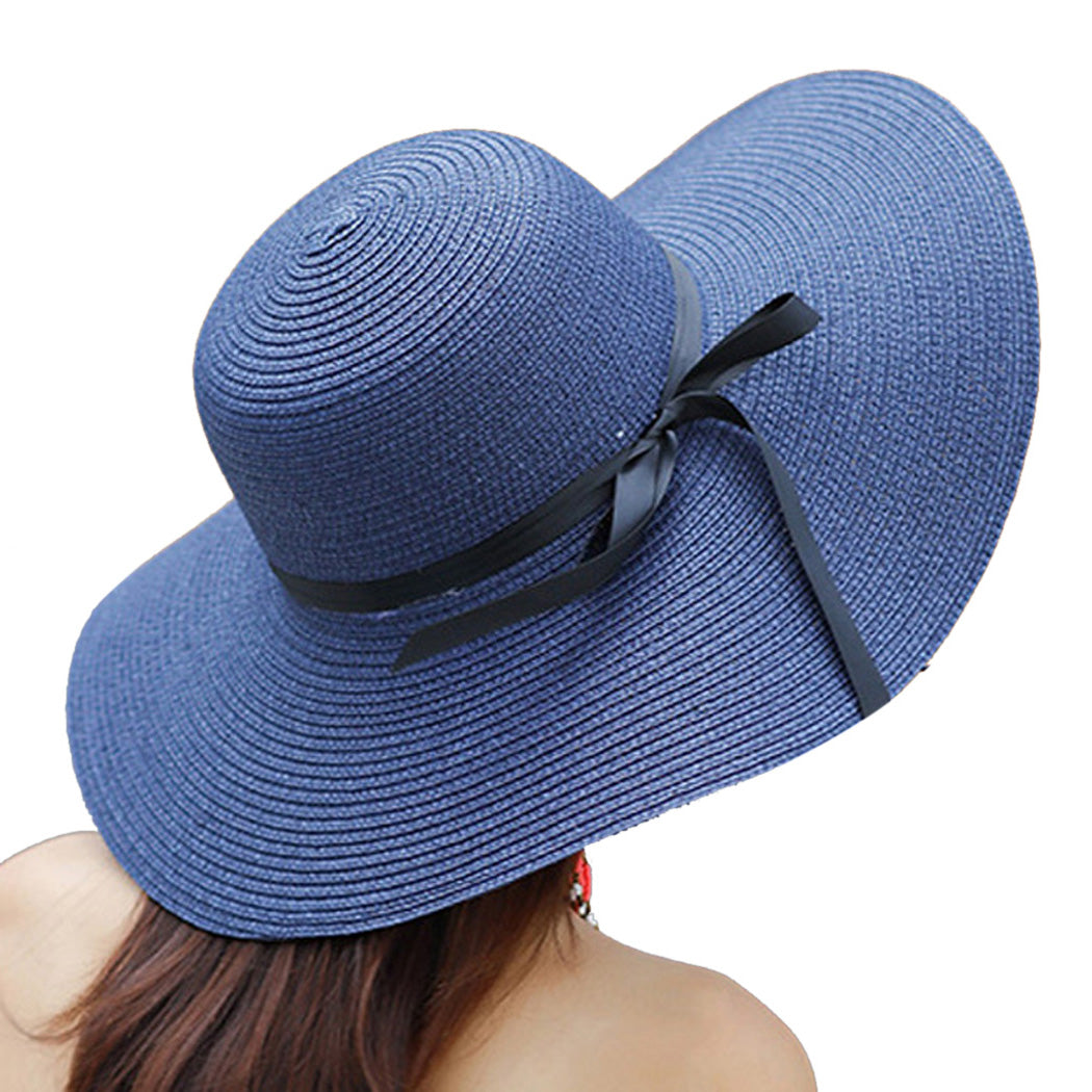 Foldable Wide Brim Bowknot UV Protection Floppy Summer Hat for women