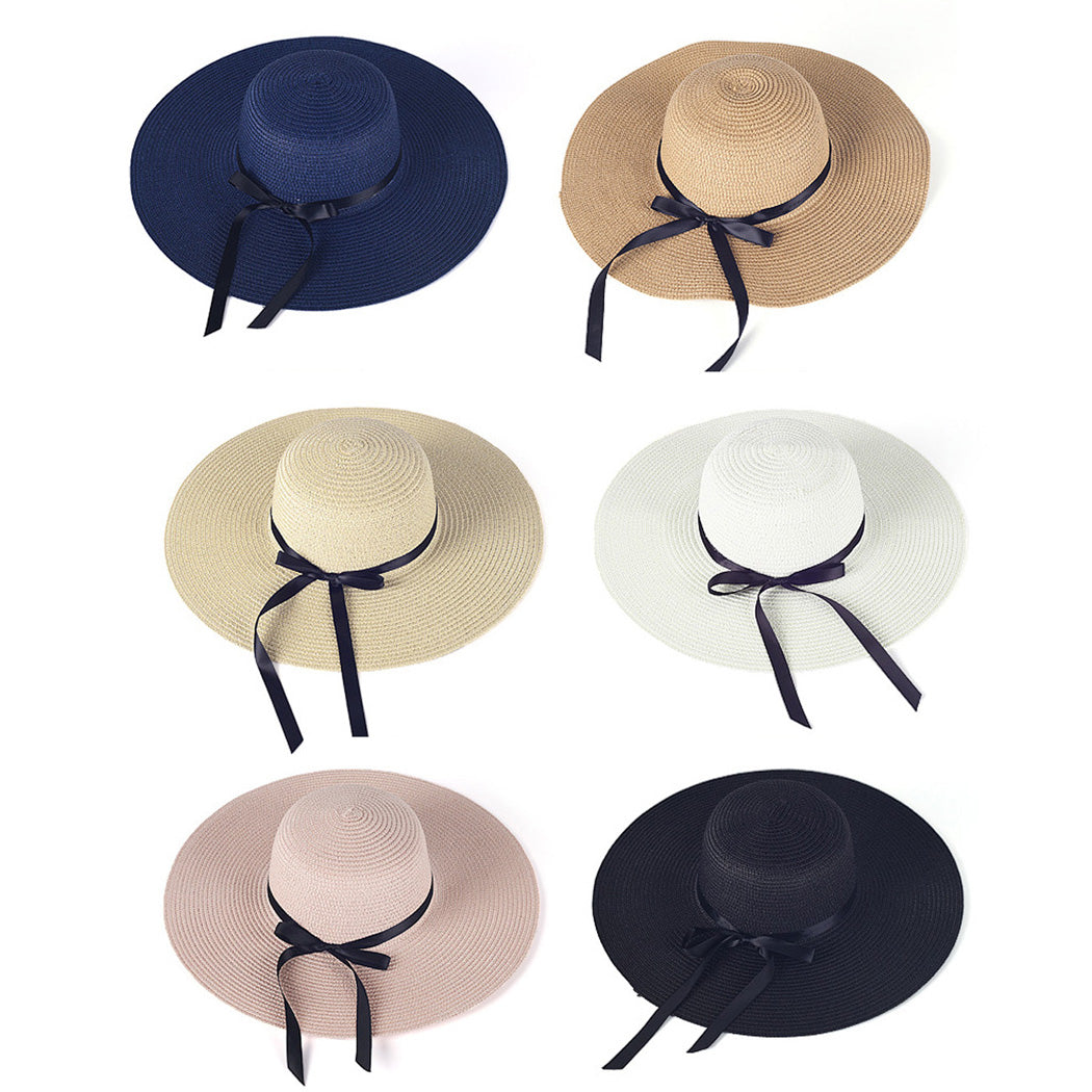 Foldable Wide Brim Bowknot UV Protection Floppy Summer Hat for women