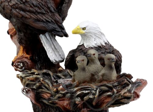 12" Bald Eagle Family In Nest Statue for Home Decoration