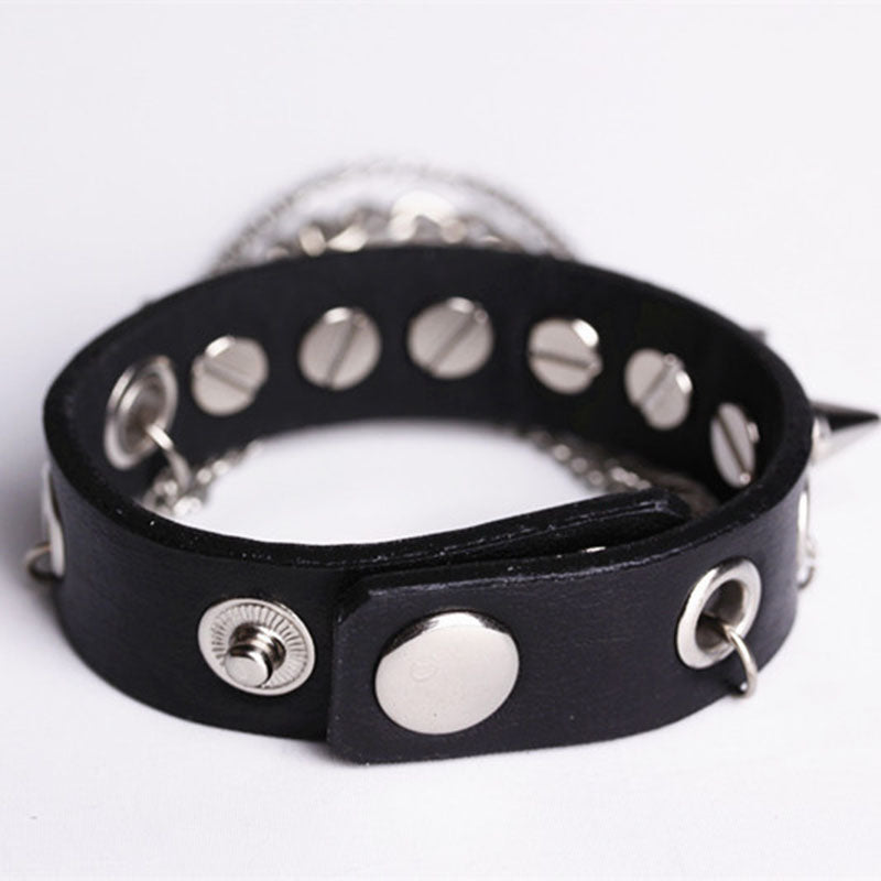 Spike Charm Bracelet Metal Rivet Wristbands for Men/Women