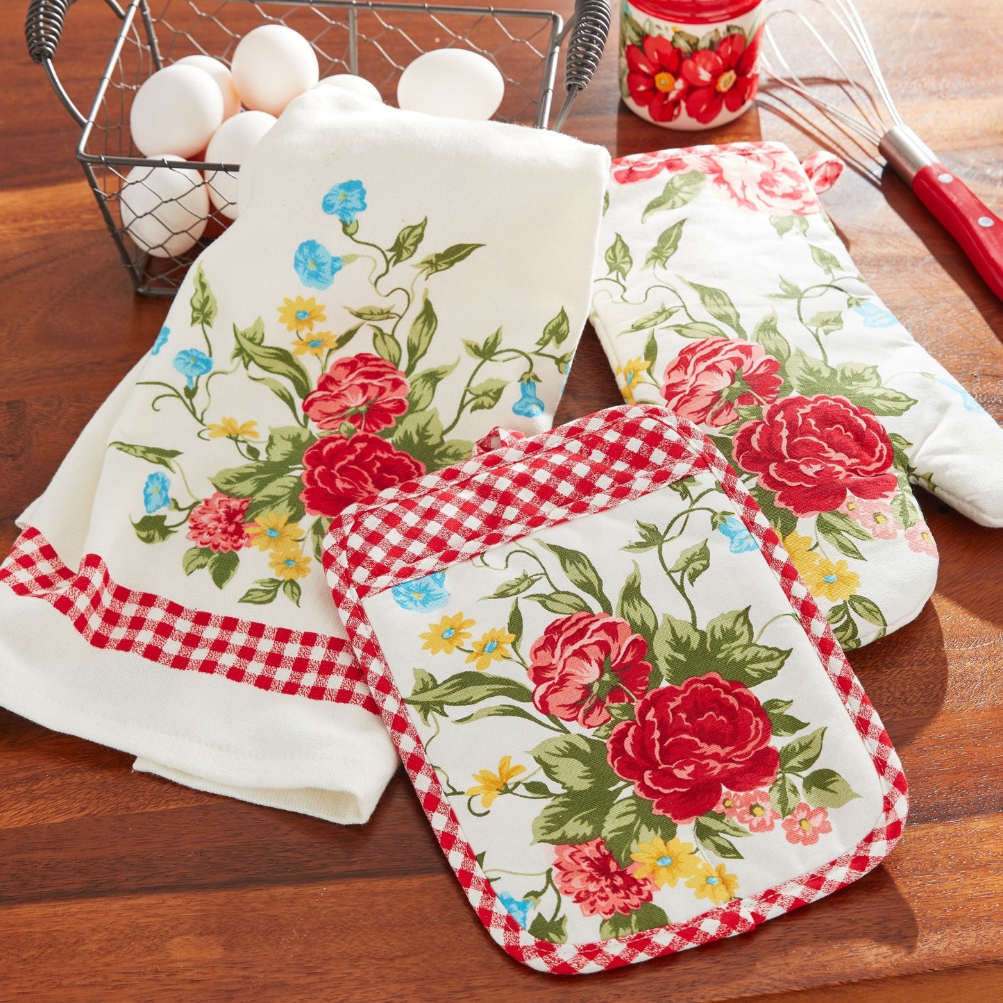 3-Piece Kitchen Set: Kitchen Towel, Oven Mitt & Pot Holder