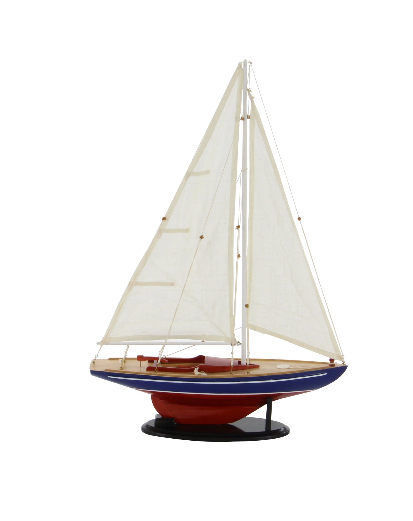 17"W, 26"H Wood Coastal Sailboat Sculpture, Dark Brown