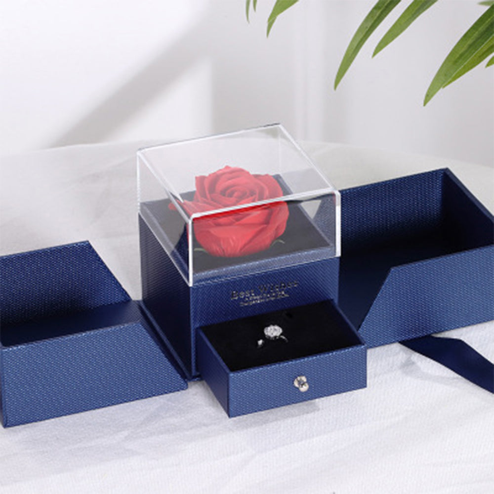 Real Handmade Preserved Rose Flower w/ Jewelry Box