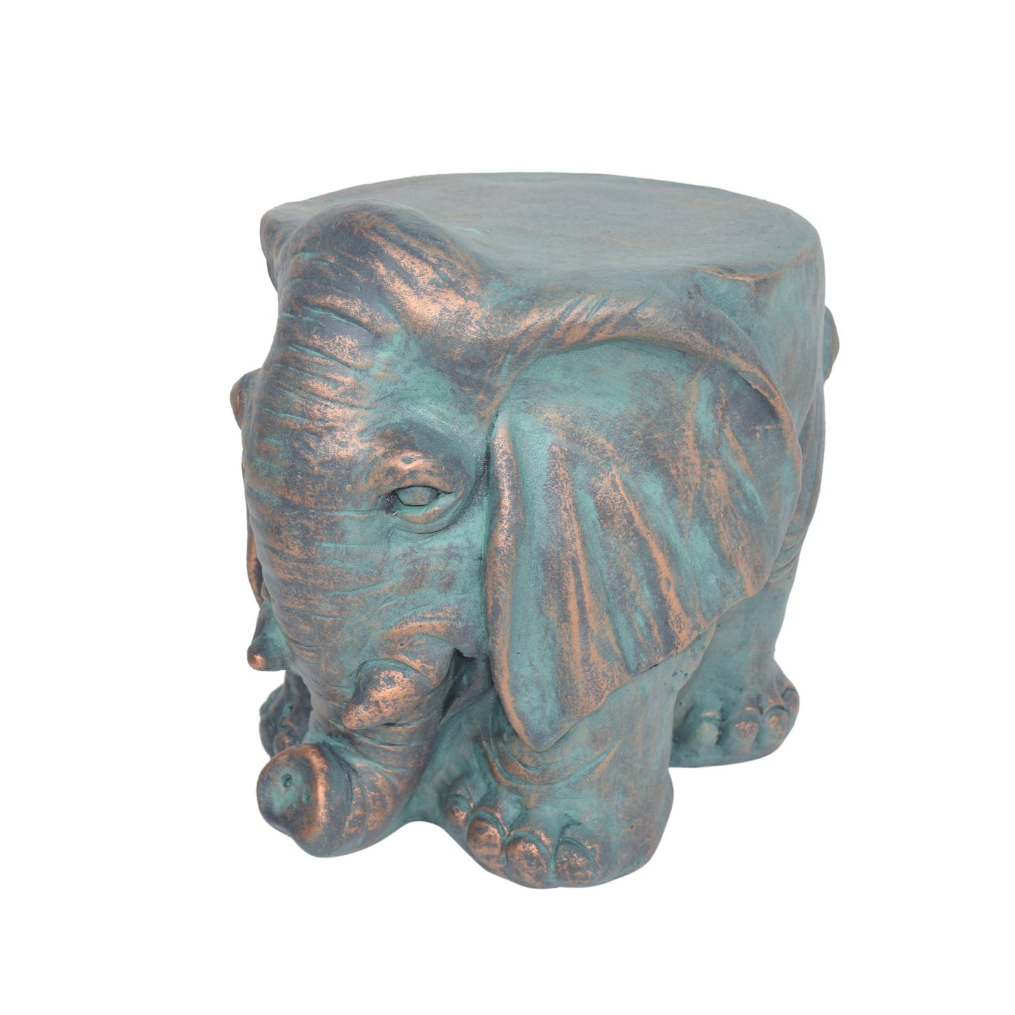 Elephant Garden Stool, Lightweight Concrete, Copper Patina Finish