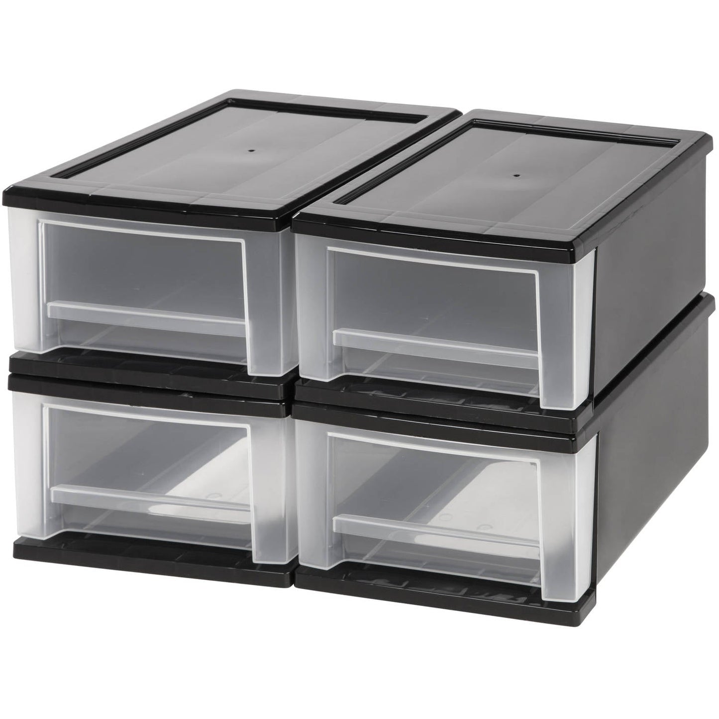 8.75" Wide Plastic Stacking Storage Box w/ Drawer, 4 pack