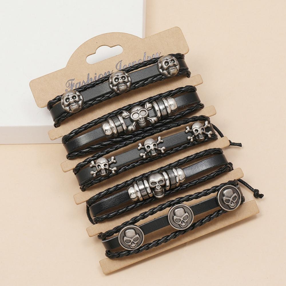 Skull Stretchable Punk Bracelet, Halloween Accessory  for Men/Women