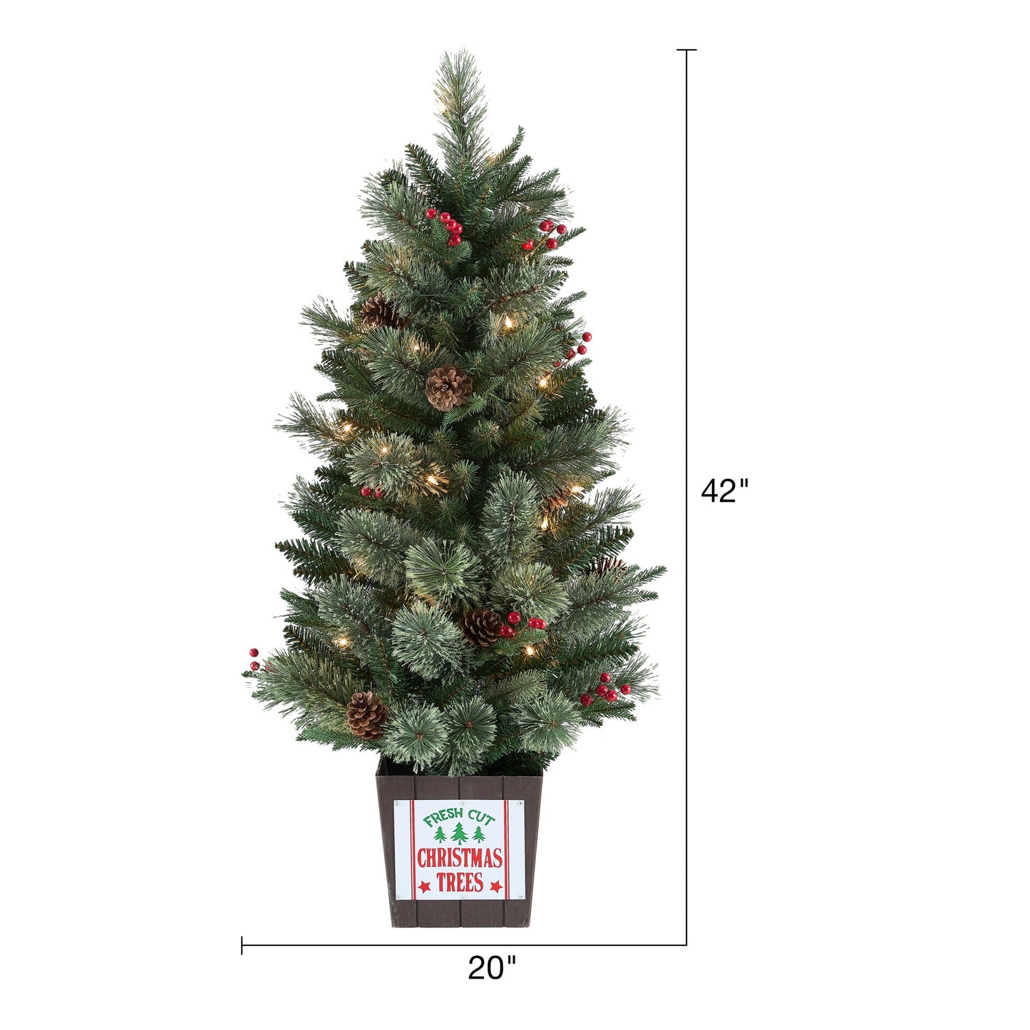 3.5 Foot Pre-Lit Potted Cashmere Artificial Christmas Tree