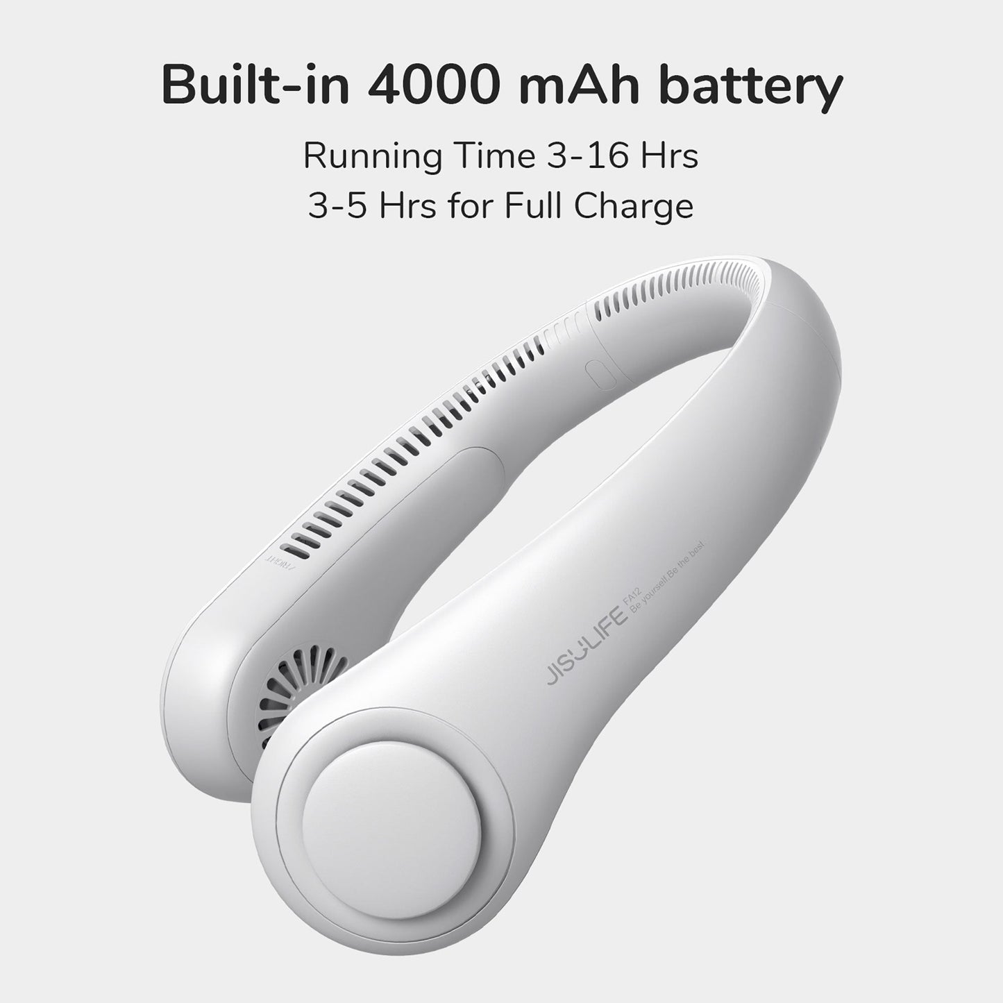 Portable Neck Fan, 4000 mAh Battery Powered Bladeless  w/ 3 Speeds