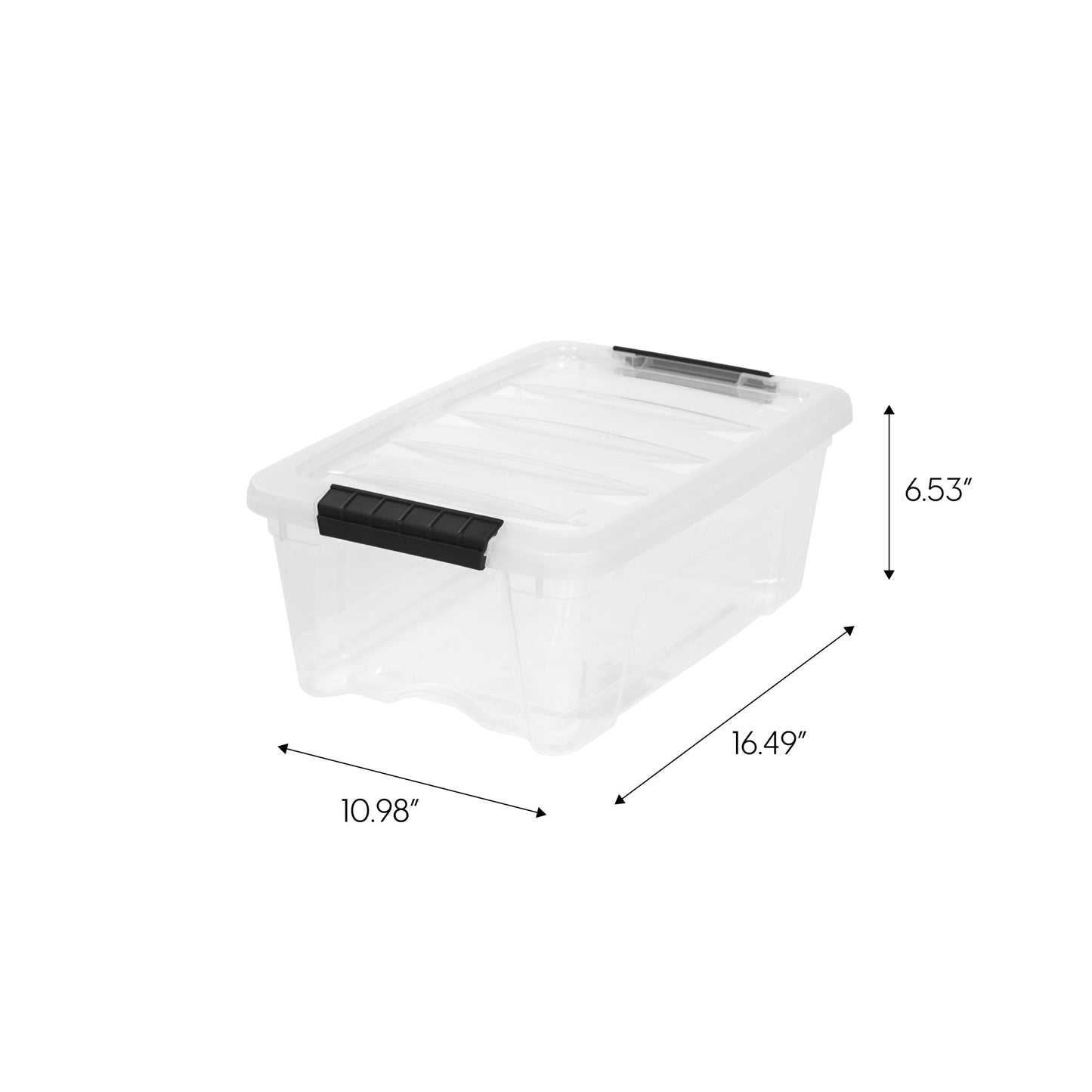 12 Qt Clear Plastic Storage Box with Latches, 6 Pack