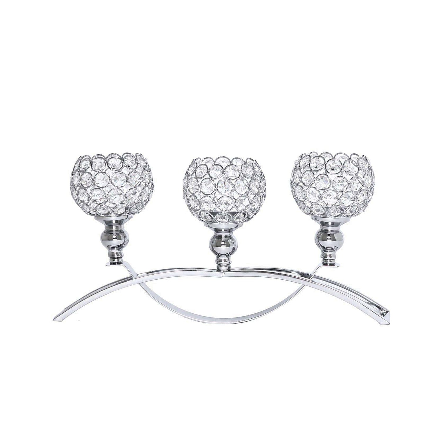 16" 3 Arm Crystal Candle Holder Arch Bridge Design