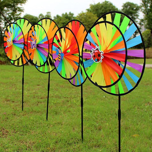 Double Layer Colorful Wheel Windmill Wind Spinner