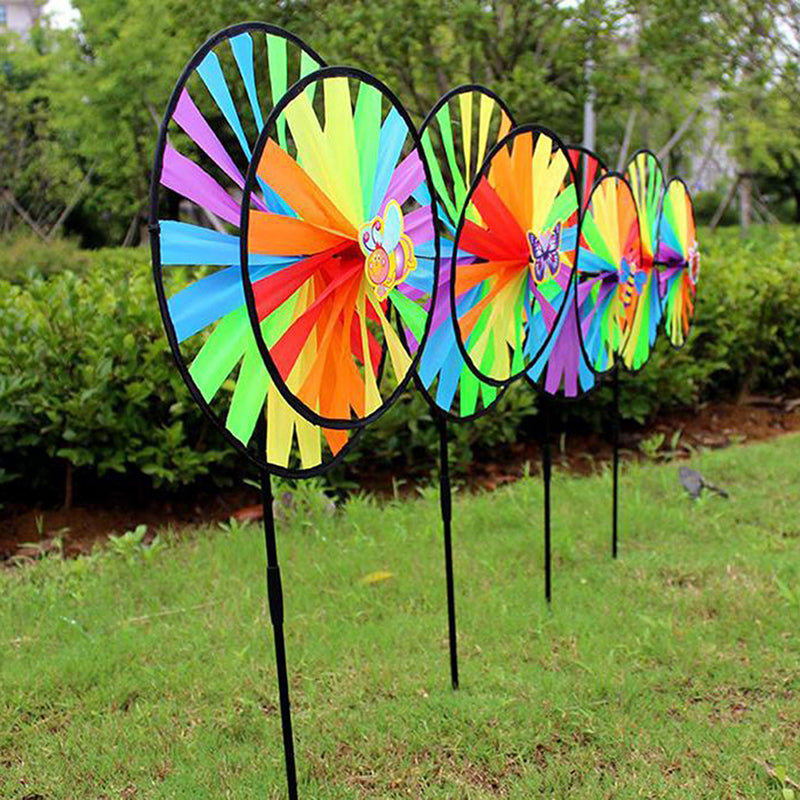 Double Layer Colorful Wheel Windmill Wind Spinner