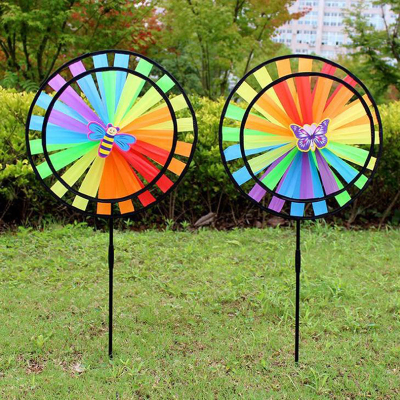 Double Layer Colorful Wheel Windmill Wind Spinner