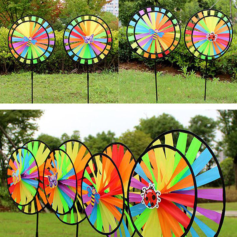 Double Layer Colorful Wheel Windmill Wind Spinner