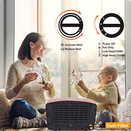 Ceramic Space Heater Portable Desk Thermostat Small Fan