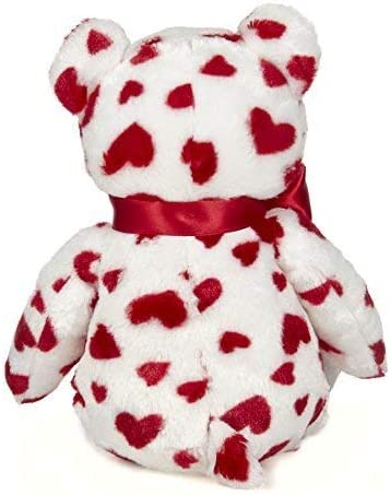 14"  Cutie White Stuffed Animal Teddy Bear with Hearts and a Red Bow for Valentines Day Gift