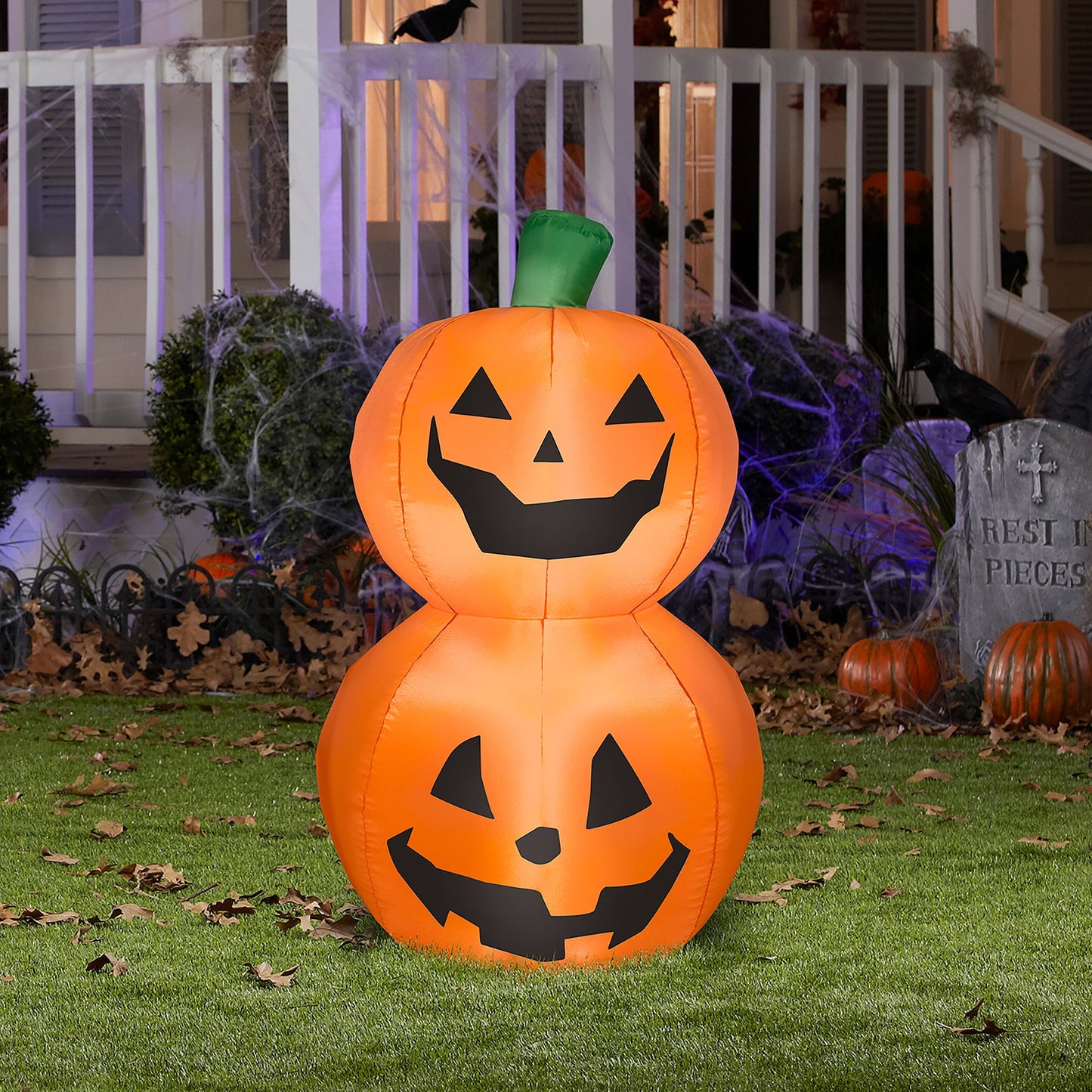 Inflatable Duo Stack Pumpkin for Halloween Decoration 42.13"