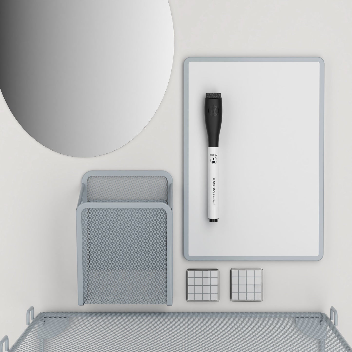 Locker Kit, 11 Piece Set, Shelf & Accessories, Gray