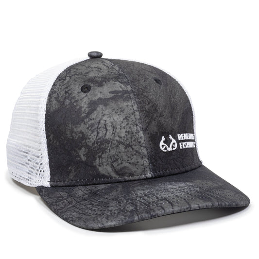 Structured Baseball Style Hat, Fishing WAV3 Black/White, Small/Medium