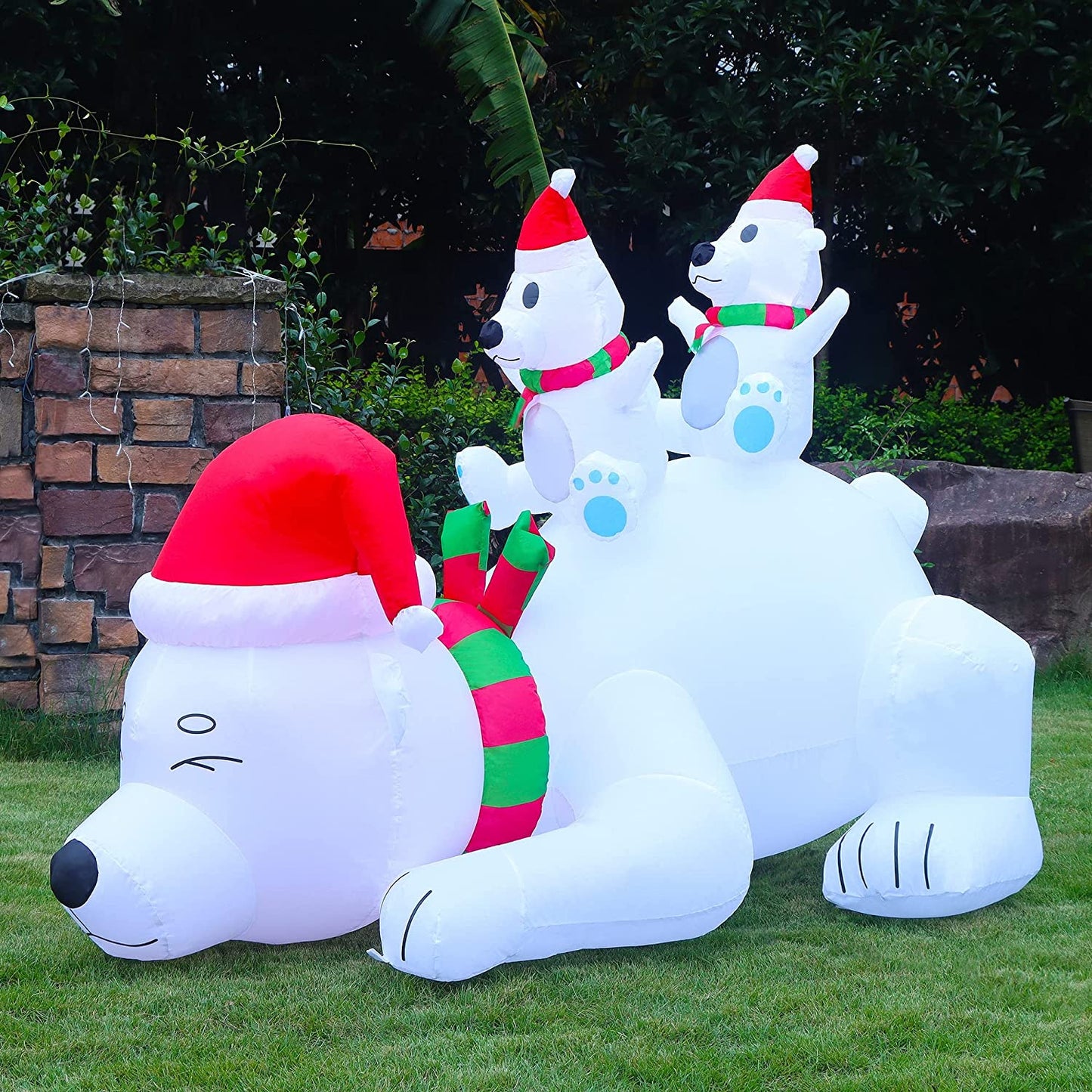 6 FT Christmas Lighted Inflatable White Bear with Built in LED Lights