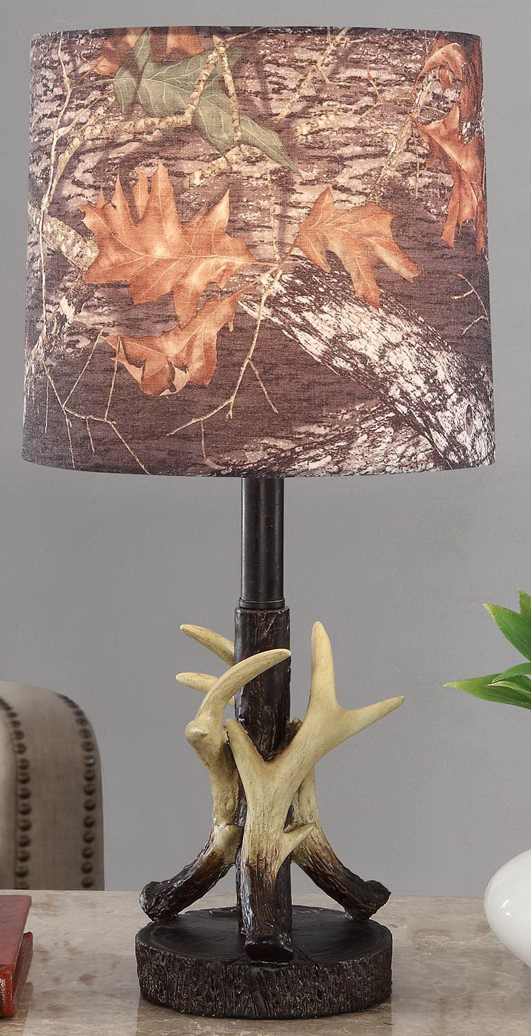 Rustic Deer Antler Accent Lamp, Dark Brown Wood tone
