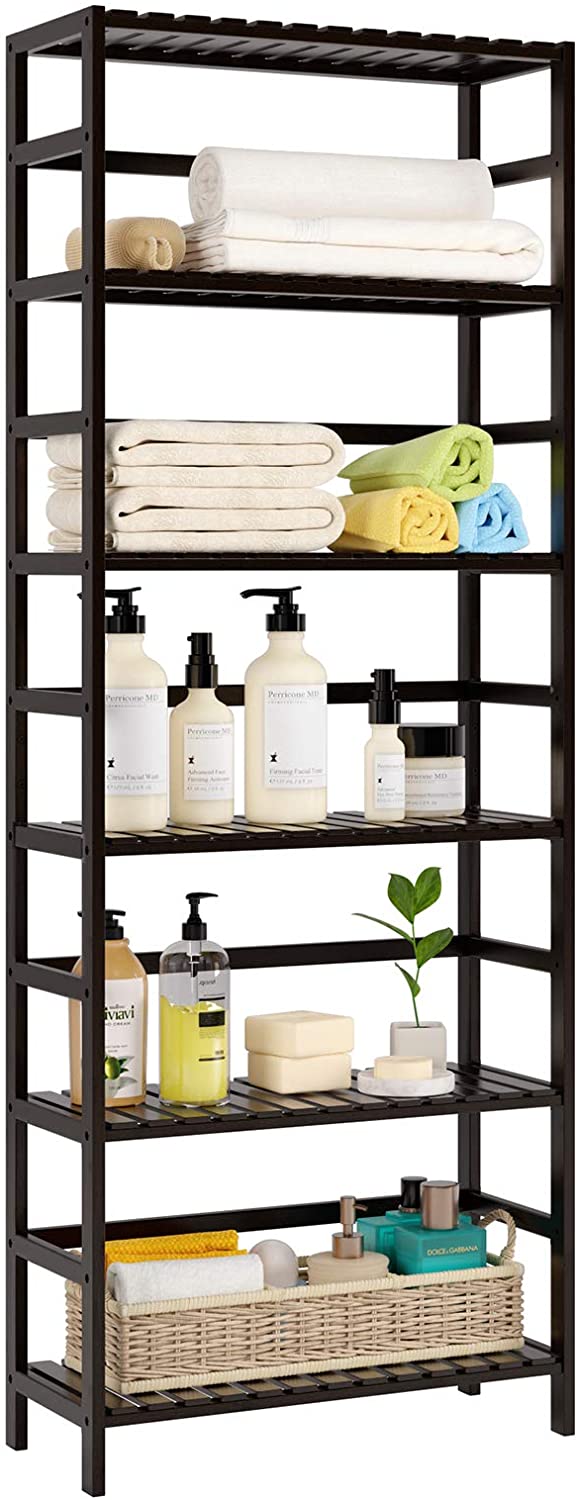 6-tier Tower Bamboo  Shelf  Bookcase