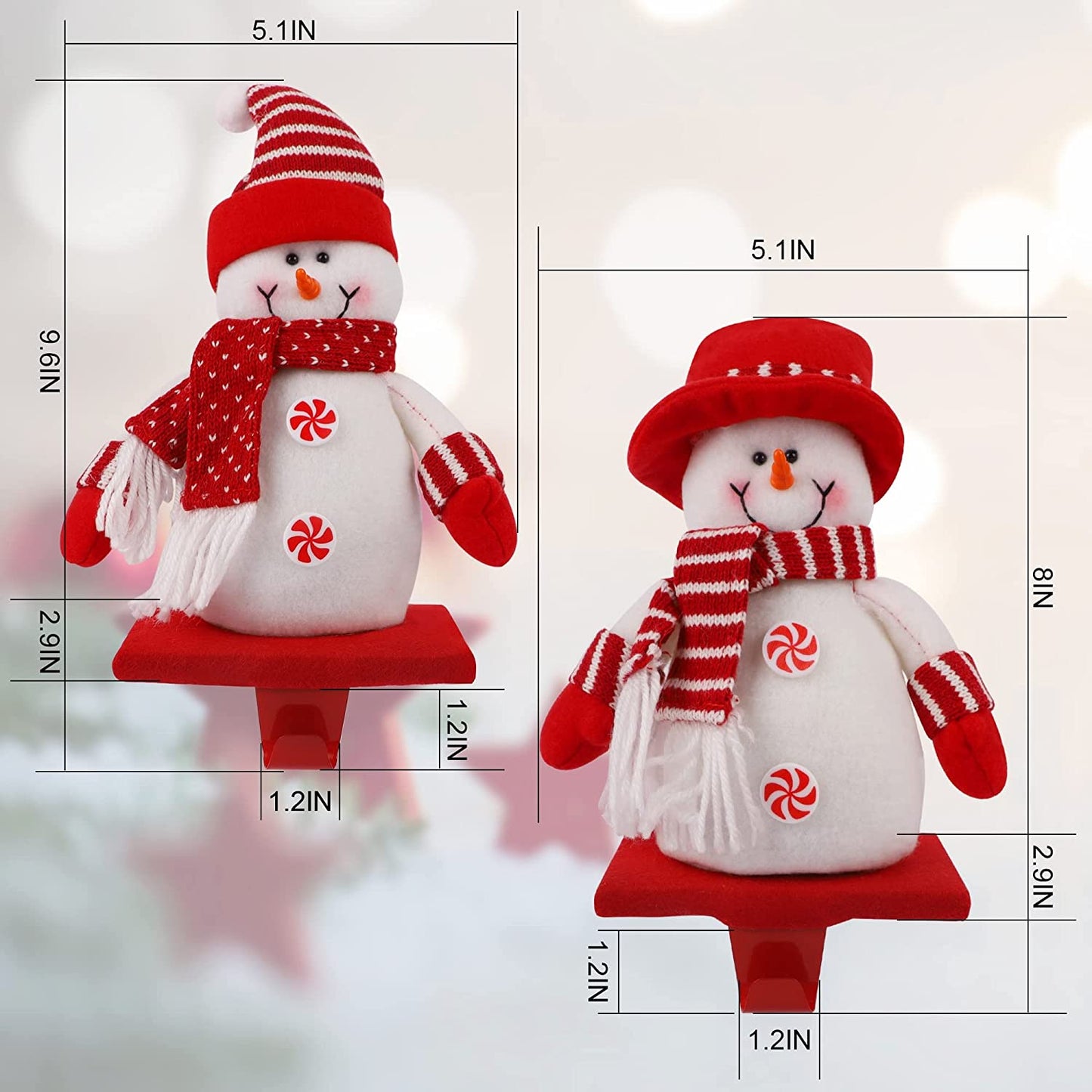 2 Pack Christmas Snowmen Stocking Holders