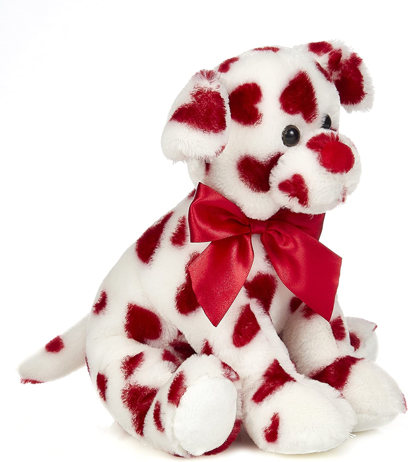 Romantic Rover Stuffed Animal Plush with Hearts & Bow Valentines Gift