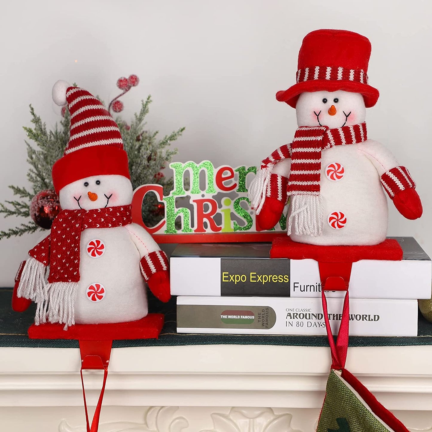 2 Pack Christmas Snowmen Stocking Holders