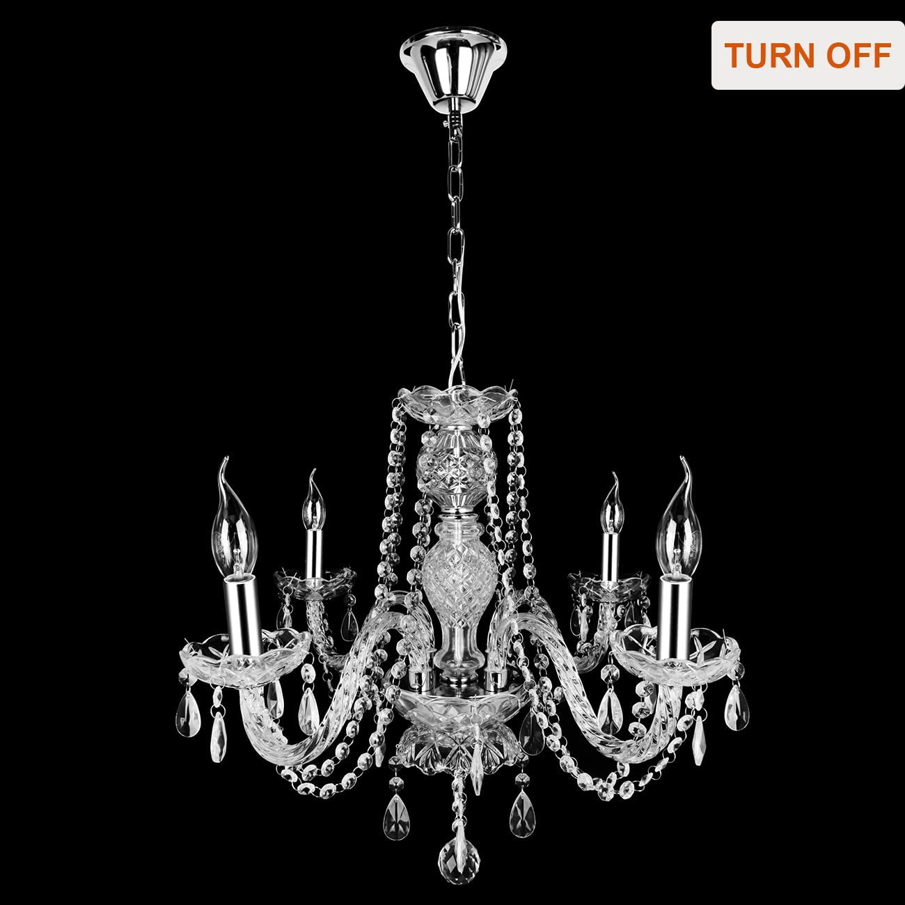Clear Crystal Chandelier 4 Lights Pendant Ceiling Fixture