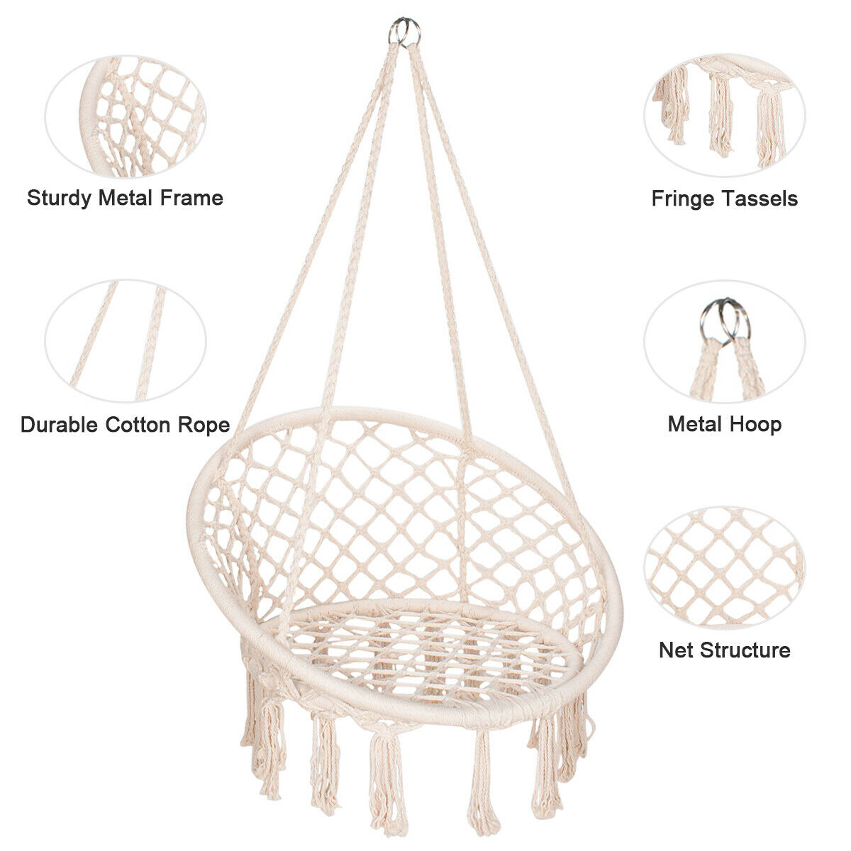 Hanging Hammock Chair Macrame Swing Seat Mesh