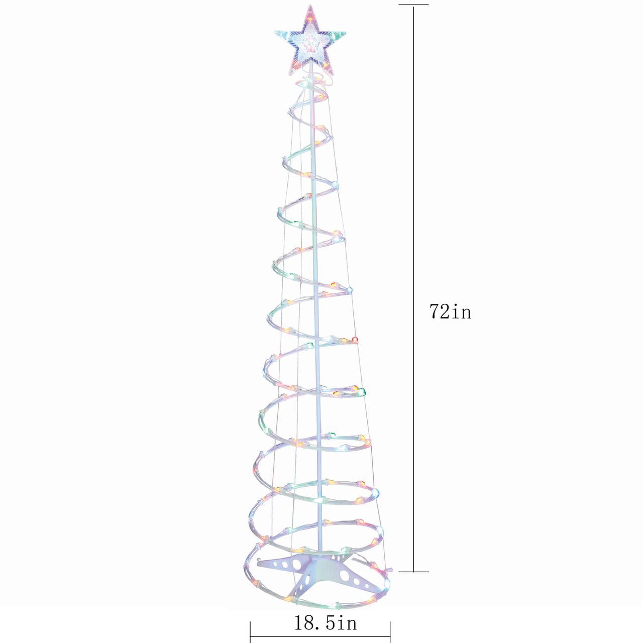 6' Light-Up LED Multicolor Spiral Christmas Tree, 80 Lights