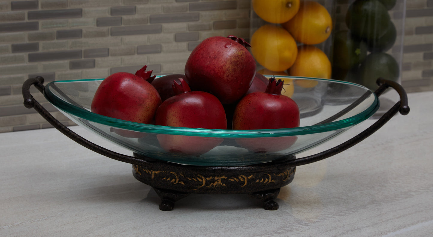 17" x 5" Gold Glass Traditional Serving Bowl