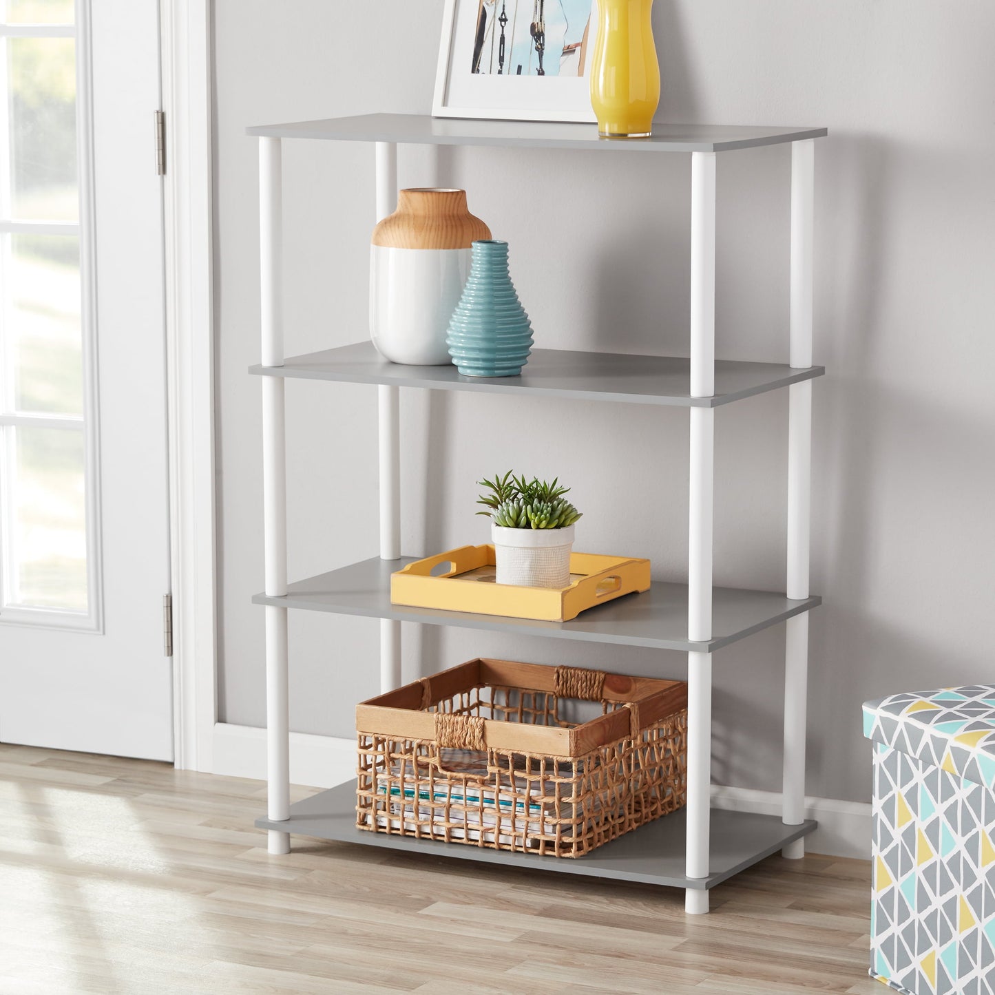 No Tools 4-Shelf Storage Bookshelf