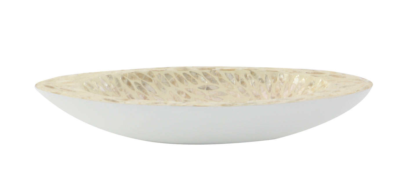 21"W, 4"H Coastal  White Tray for Home Decoration