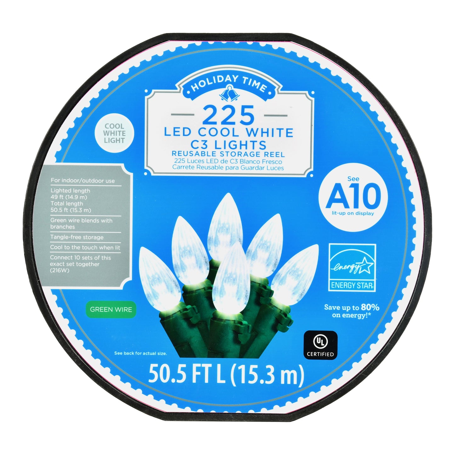 49' LED C3 String Christmas Lights, 225 Count