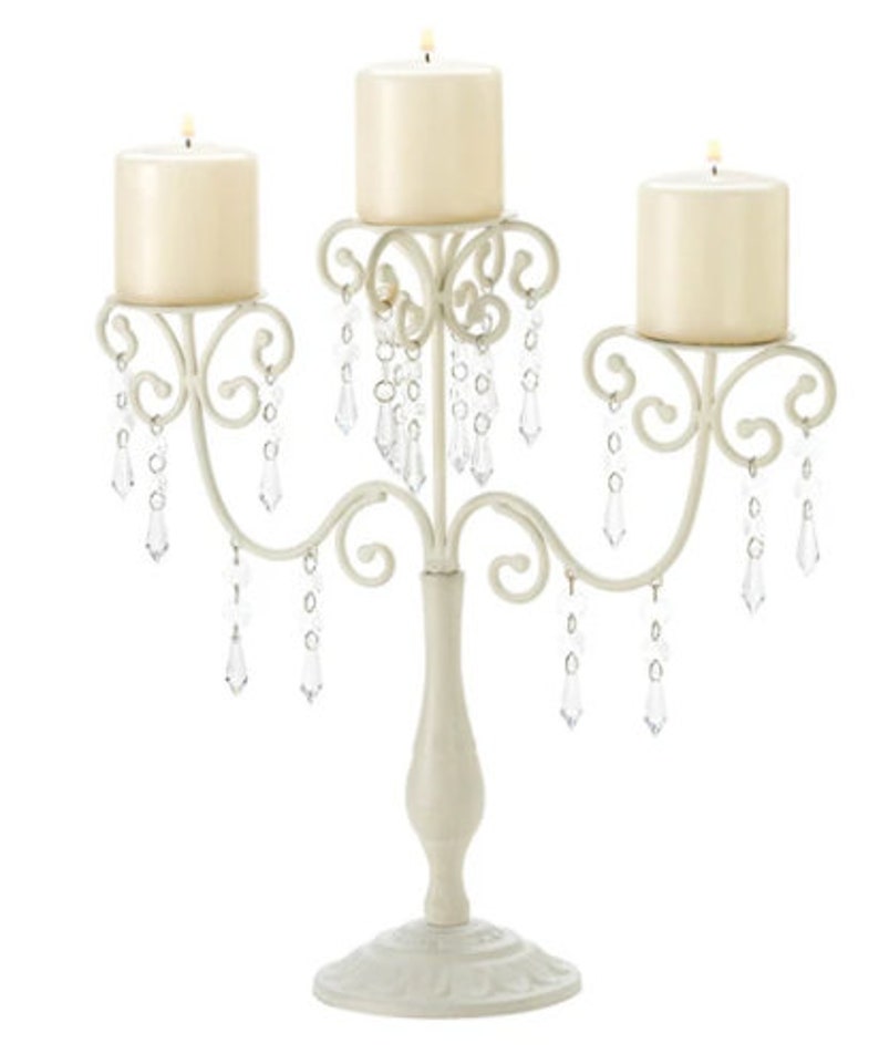 14.5" Ivory White Candelabra, Centerpiece Candle Holder for Home Decoration