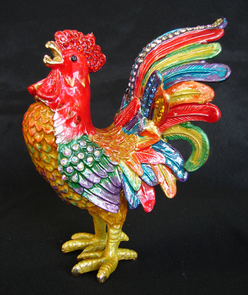 Bejeweled Rooster Statue for Home Decoration