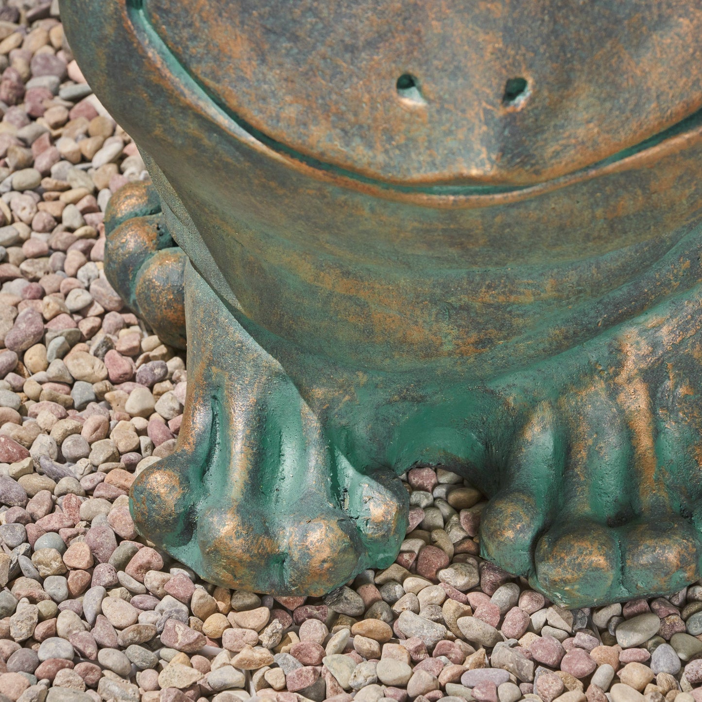 Dawn Frog Garden Stool, Copper Patina Finish