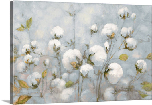 Cotton Field Blue Gray Canvas Wall Art for Home Decor - 24x16"