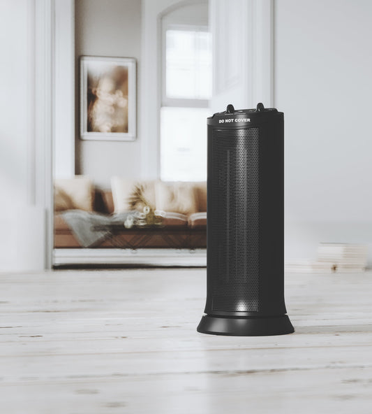 17" 1500W Ceramic Tower Space Heater, Black