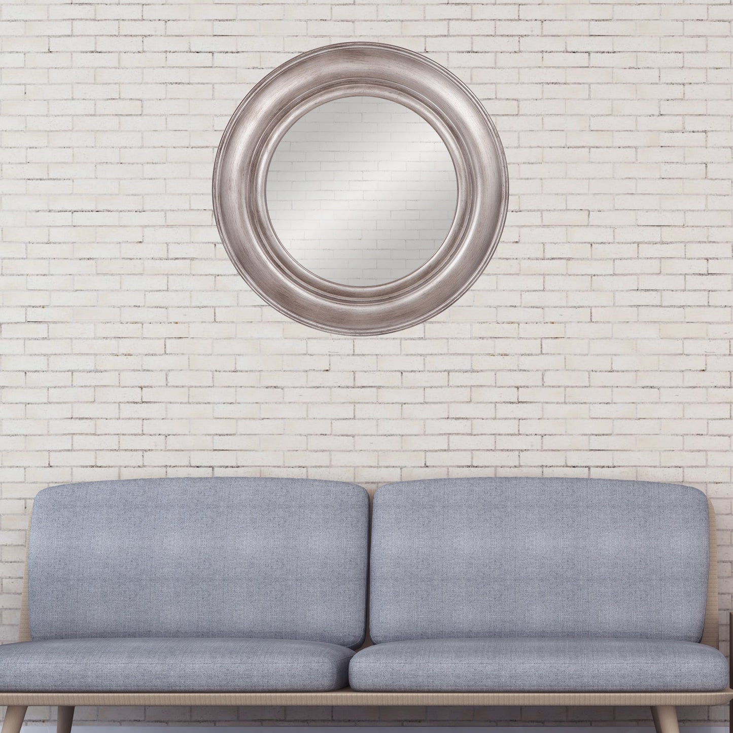 30" Pewter Round Port Hole Wall Mirror Home Decoration