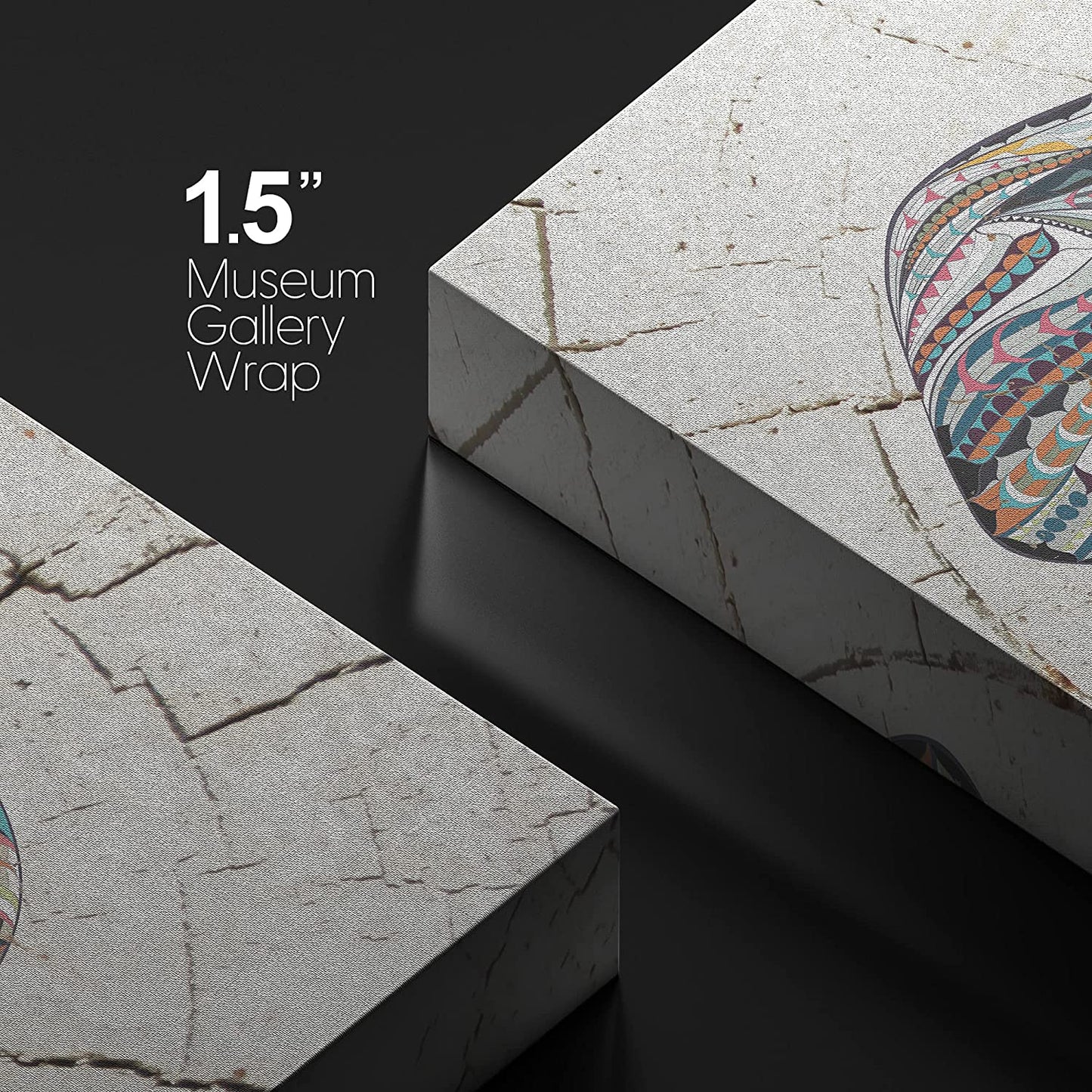 Square Tribal Elephant Wood Effect Canvas for Home Decoration